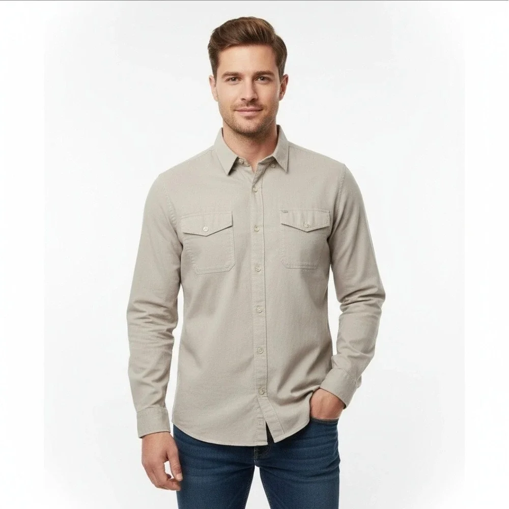 Gucci Men's Beige Slim Fit Button-up Shirt - Size: 16½ - Large